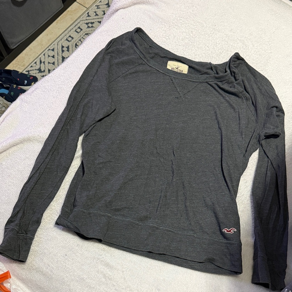 Hollister Charcoal Long Sleeve Tee